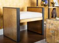 Picture of ODEON BENCH/SIDE TABLE, ANTIQUE BRASS AND DARK BRONZE