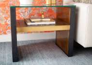 Picture of ODEON BENCH/SIDE TABLE, ANTIQUE BRASS AND DARK BRONZE