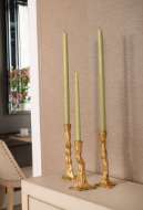 Picture of BRANCH SET OF 3 CANDLESTICKS, GOLD LEAF