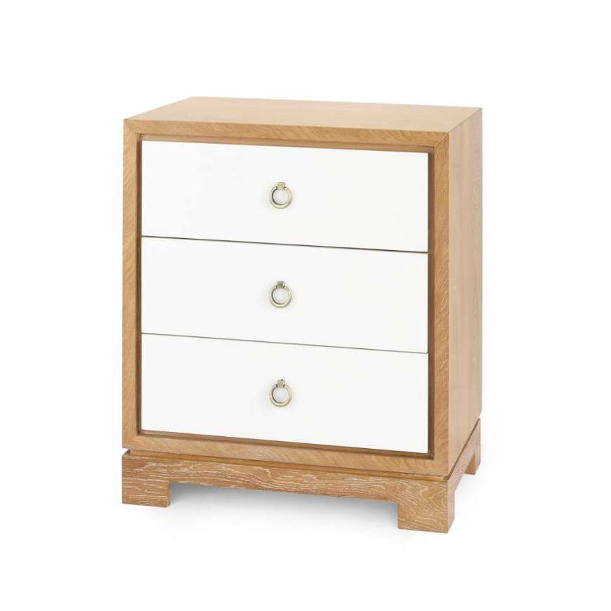 Picture of BERKELEY 3-DRAWER SIDE TABLE W/ ANTIQUE BRASS PULL, BLOND