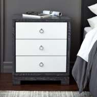 Picture of BERKELEY 3-DRAWER SIDE TABLE W/ CHROME PULLS, CHARCOAL CERUSED OAK