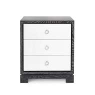 Picture of BERKELEY 3-DRAWER SIDE TABLE W/ CHROME PULLS, CHARCOAL CERUSED OAK