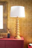 Picture of BRIGHTON LAMP WITH SHADE 16-INCH WHITE LINEN, WITH GOLD, GOLD LEAF