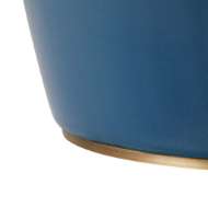 Picture of AKSEL LAMP WITH SHADE 17-INCH WHITE LINEN, WITH GOLD, CRUISE TEAL