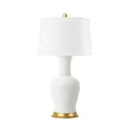 Picture of ACACIA LAMP WITH SHADE 17-INCH WHITE LINEN, WITH GOLD, COCONUT