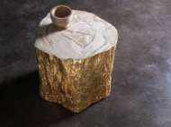 Picture of TRUNK SEGMENT SPOT TABLE GOLD LEAF