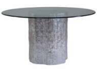 Picture of TRUNK SEGMENT ROUND DINING TABLE WITH GLASS TOP SILVER LEAF