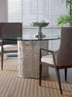Picture of TRUNK SEGMENT ROUND DINING TABLE WITH GLASS TOP SILVER LEAF