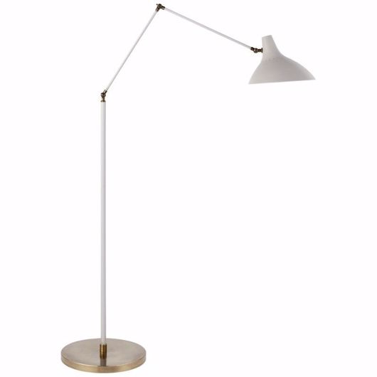 Picture of Charlton Floor Lamp - White & Hand-Rubbed Antique Brass