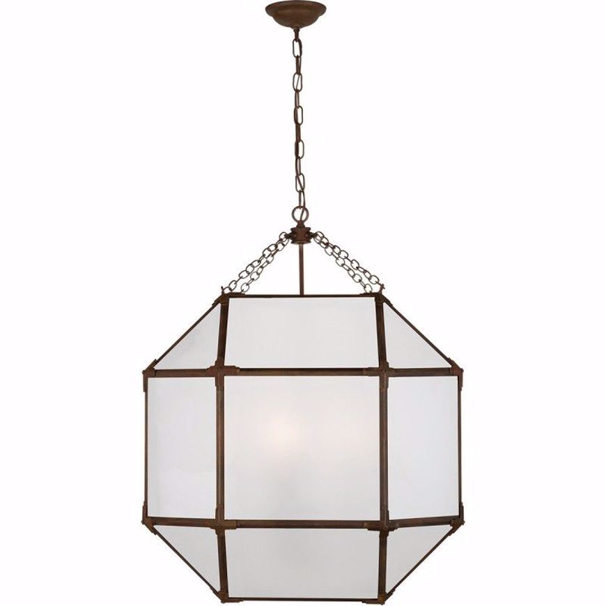 Picture of Morris Large Lantern - Antique Zinc with Frosted Glass