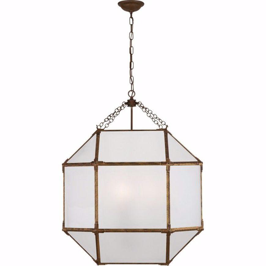 Picture of Morris Large Lantern - Gilded Iron with Frosted Glass