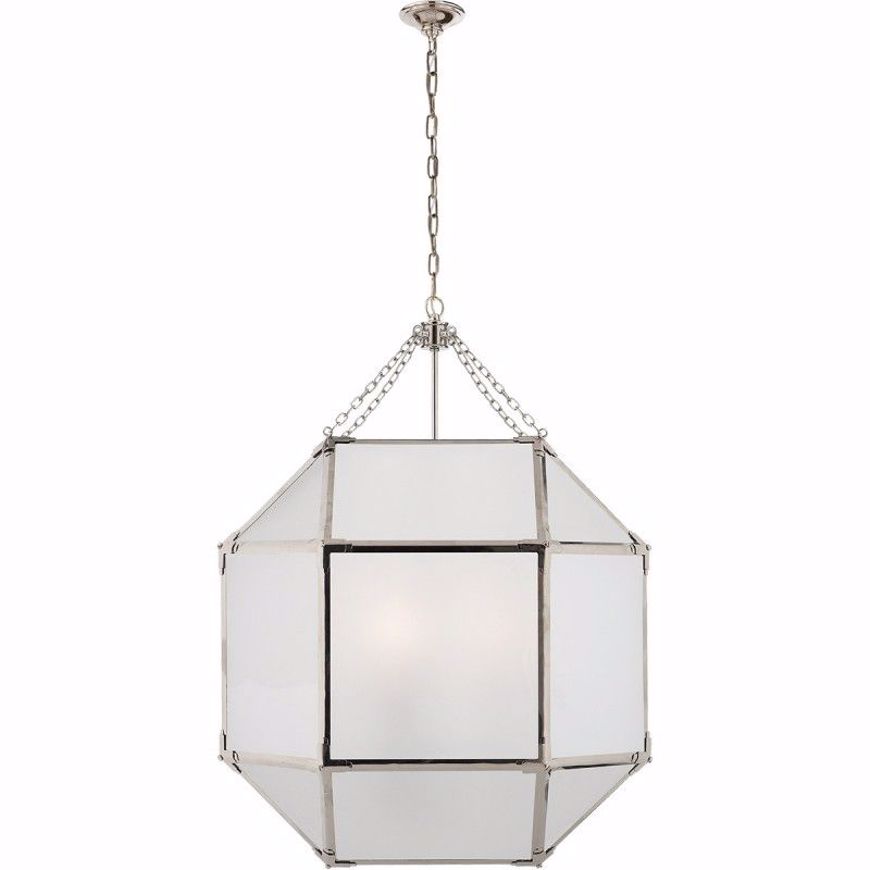 Picture of Morris Large Lantern - Polished Nickel with Frosted Glass