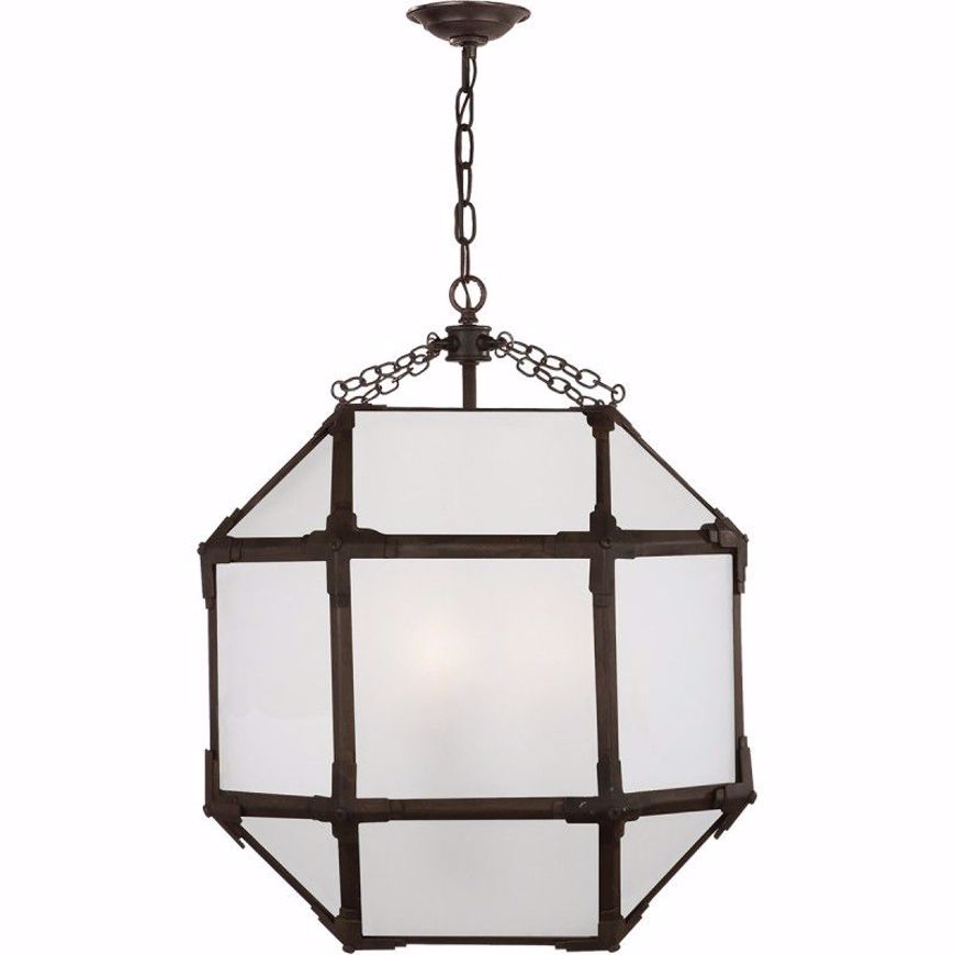 Picture of Morris Medium Lantern - Antique Zinc with Frosted Glass