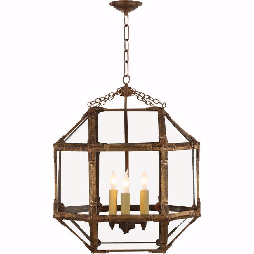 Picture of Morris Medium Lantern - Gilded Iron with Clear Glass