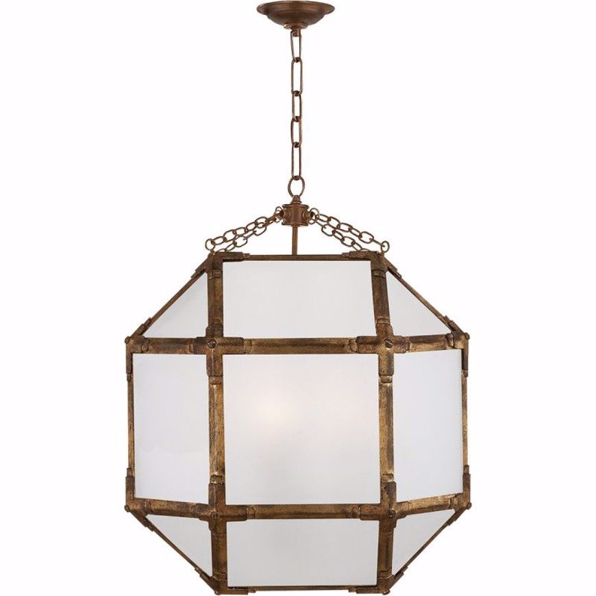 Picture of Morris Medium Lantern - Gilded Iron with Frosted Glass
