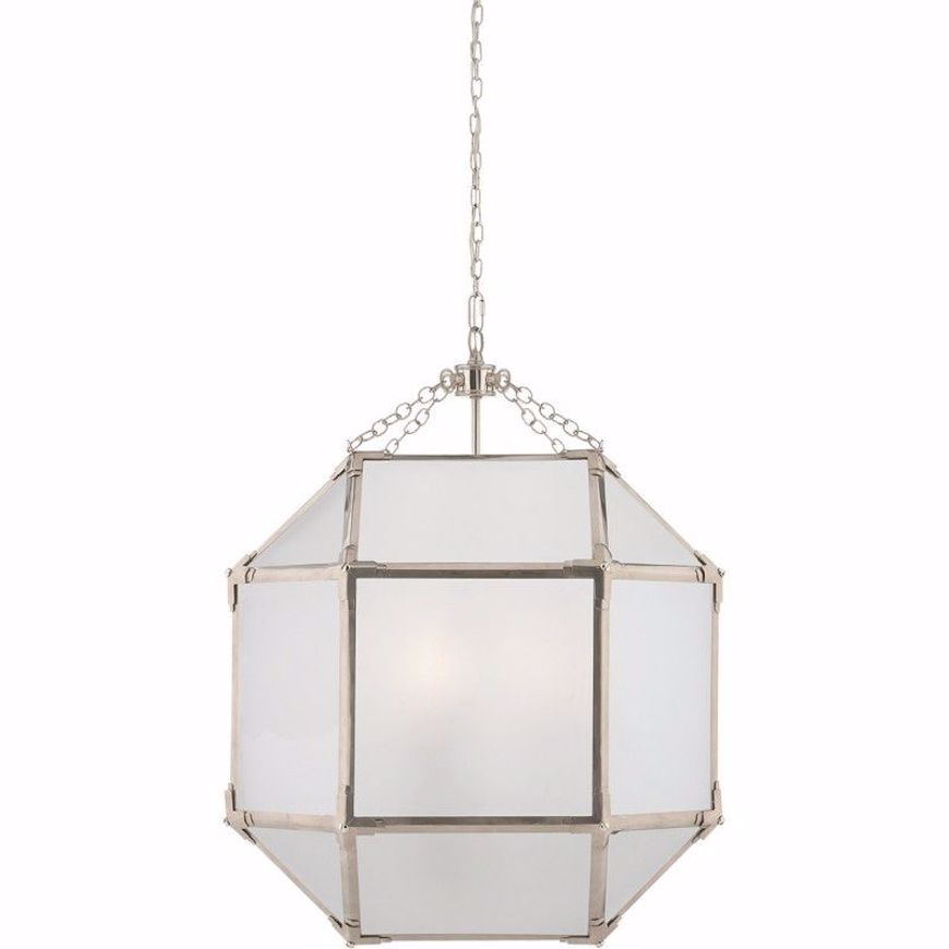 Picture of Morris Medium Lantern - Polished Nickel with Frosted Glass
