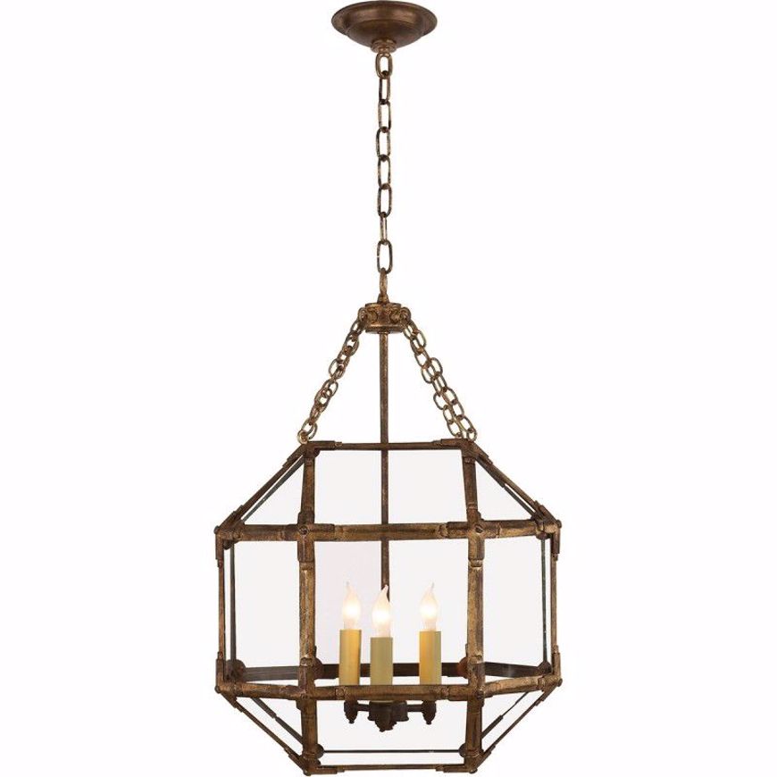 Picture of Morris Small Lantern - Gilded Iron with Clear Glass