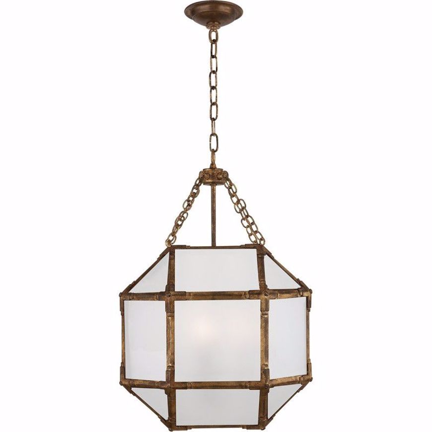 Picture of Morris Small Lantern - Gilded Iron with Frosted Glass