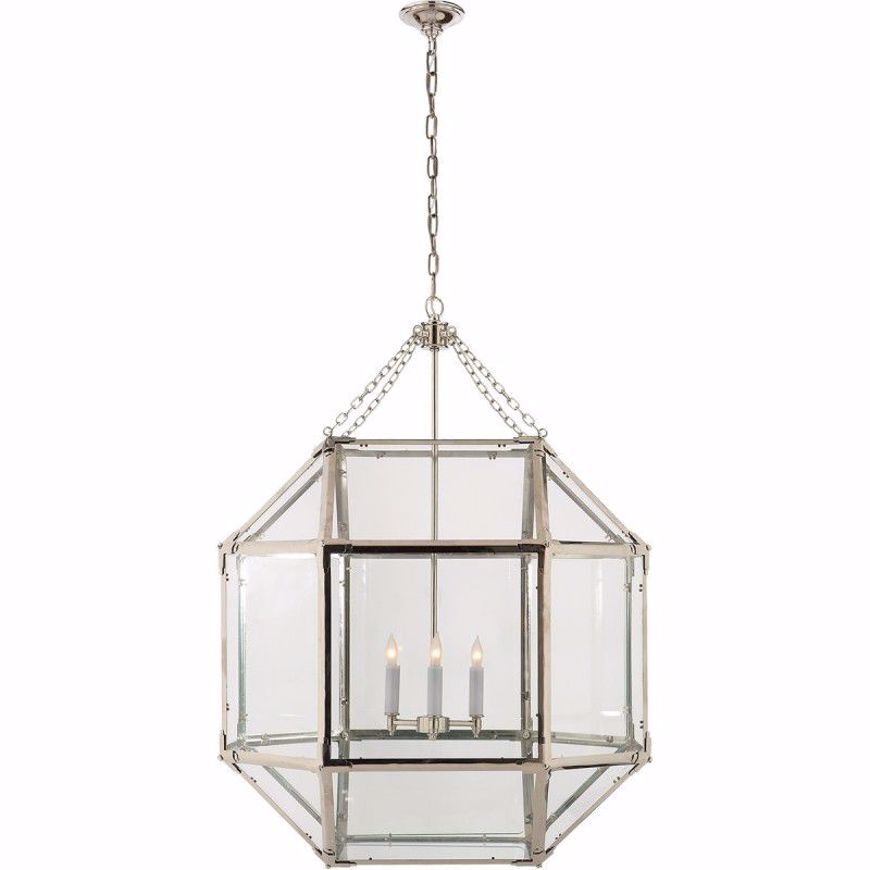 Picture of Morris Large Lantern - Polished Nickel with Clear Glass