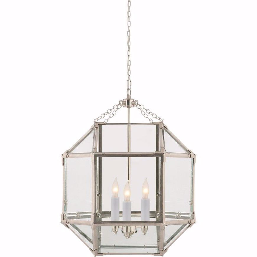 Picture of Morris Medium Lantern - Polished Nickel with Clear Glass