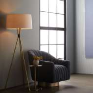 Picture of SPRINGSTEEN CHAIR INDIGO TWEED CHAMPAGNE SWIVEL
