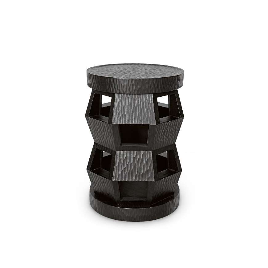 Picture of ZANZIBAR STOOL/SIDE TABLE, BLACK ONYX