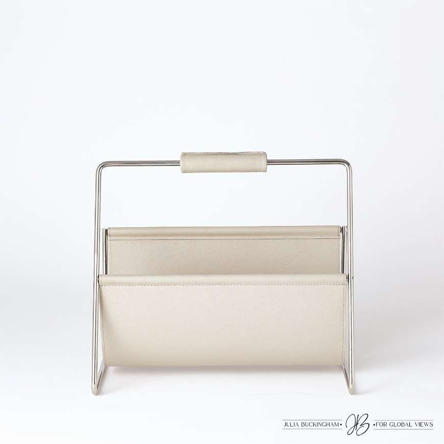 Picture of VIVIEN LITERATURE HOLDER-NICKEL W/GREY LEATHER