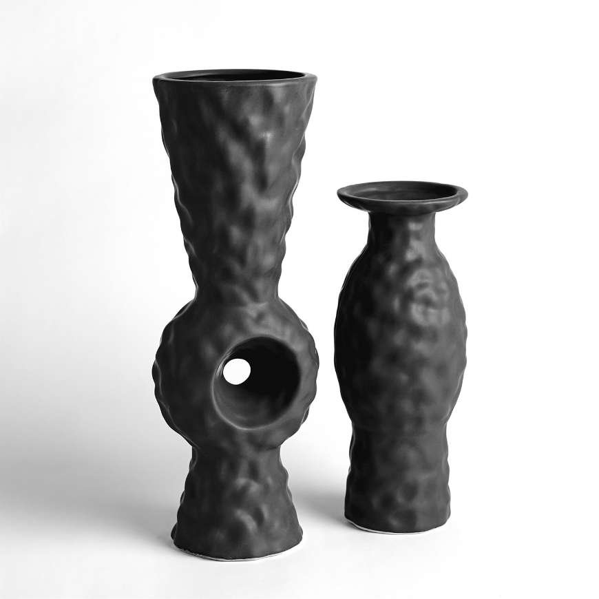 Picture of VOLCANIC VASES-BLACK VOLCANO