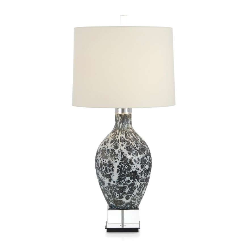 Picture of WEBS OF CHARCOAL AND WHITE GLASS TABLE LAMP